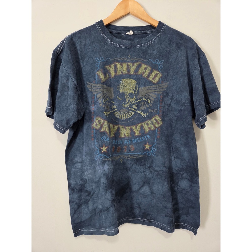 Lynyrd Skynyrd Men Blue Tie Dye‎ Graphic T-Shirt Gimme Back My Bullets Large